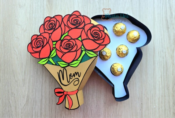 Archivo para recortar y armar caja en forma de flores para el día de la madre