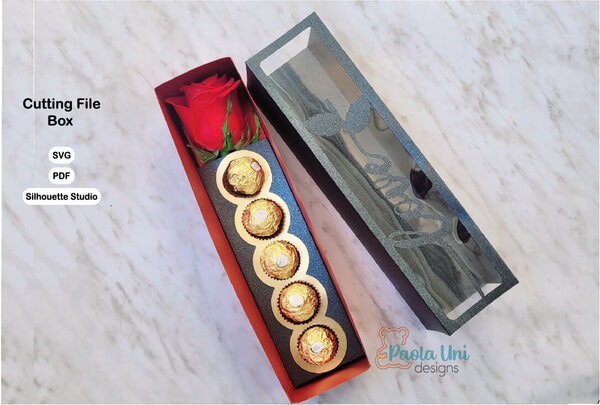 Caja para rosa y chocolates