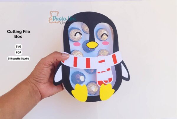 Digital Caja  pingüino Navidad