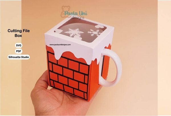 Archivo para recortar con cricut, cameo ó tijeras caja para taza de navidad - Imagen 4