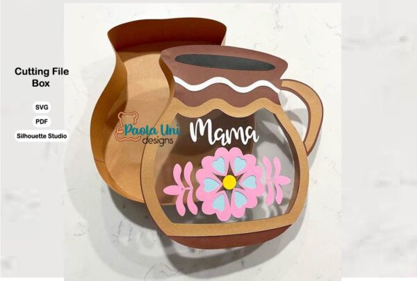 Digital caja en forma de vasija de barro con soporte de chocolates