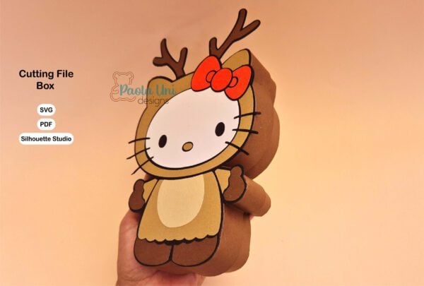 Archivo para recortar y armar caja en forma de kitty reno