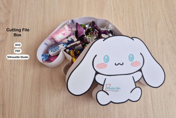 Archivo para recortar y armar caja en forma de conejo para san valentin