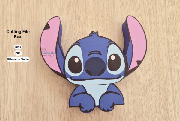 Archivo para recortar y armar caja en forma de stitch PDF SVG STUDIO