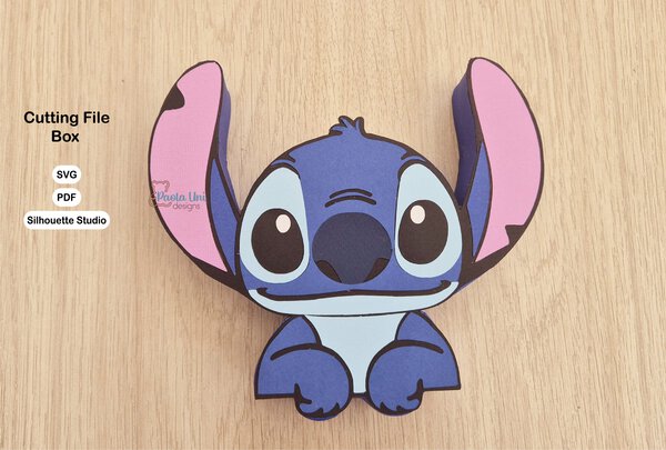 Archivo para recortar y armar caja en forma de stitch PDF SVG STUDIO - Imagen 3