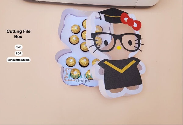 archivo para recortar y armar caja en forma de gata