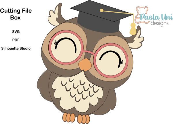 1 Archivo para recortar y armar caja Búho graduación