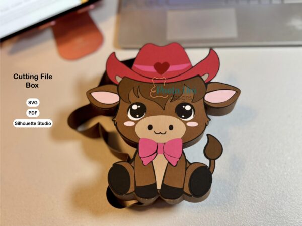 Archivo para recortar y armar caja en forma vaca