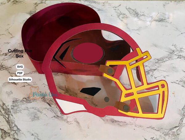 Archivo para recortar y armar caja en forma de casco de futbol Americano