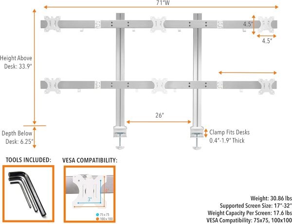 ST661 Monitor Stand for 6 Displays / Monitors