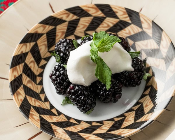 Minted Blackberries with Lemon Cream