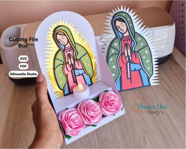 Archivo para recortar y armar altar VIRGEN DE GUADALUPE no incluye las rosas