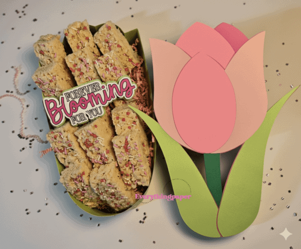 Archivo para recortal y armar caja en forma de tulipán