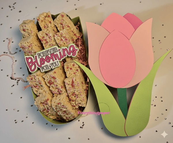 Archivo para recortal y armar caja en forma de tulipán