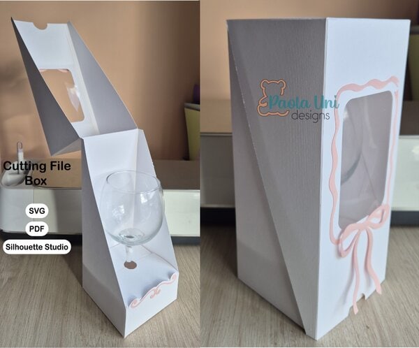 Archivo para recortar y armar caja para copa incluye ventana y sin ventana - Imagen 3