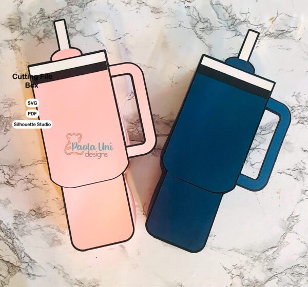 Archivo para recortar y armar caja en forma de vaso para san valentin, cumpleaños STANLEY