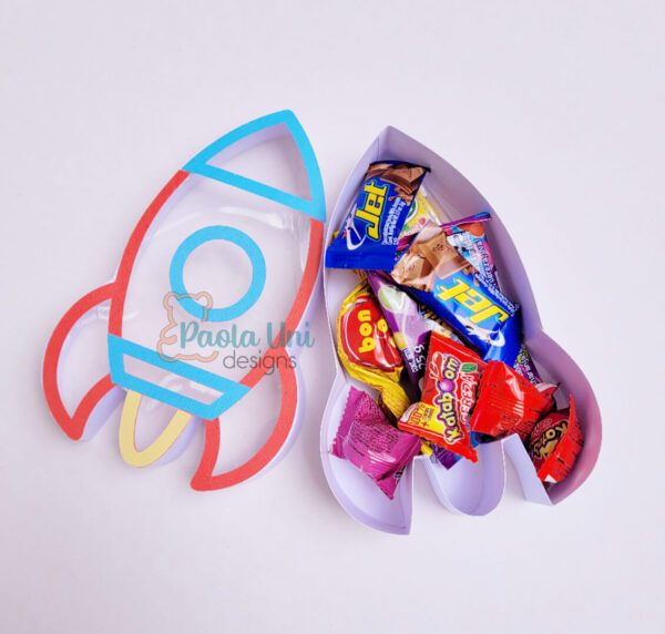 Cohete 3D decoración y caja