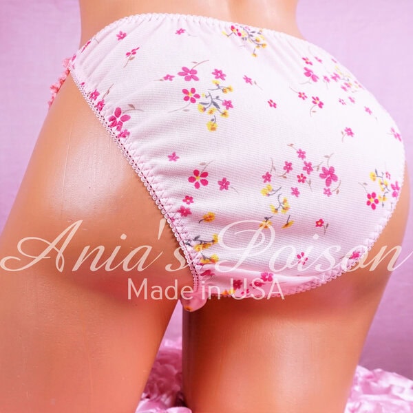 Sissy satin Vintage style PINK lace sides Mesh semi sheer stretch panties for men M/L - Image 2