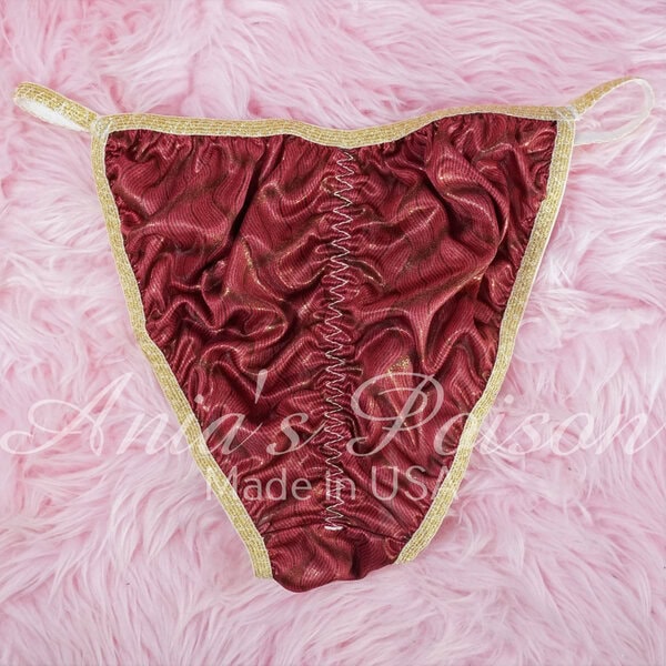 Butter Soft M/L  teeny tiny punishment panties - Red sparkle Silky Shiny undies - scrunch butt - Image 3