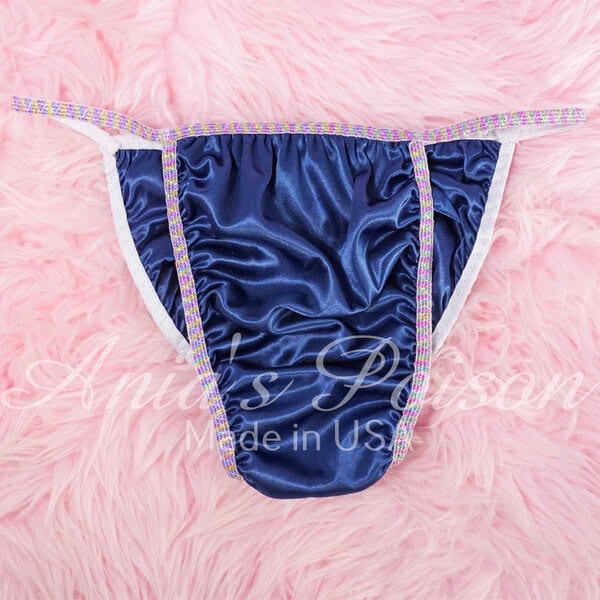 Butter Soft S teeny tiny punishment panties - BLUE Silky Shiny - Image 3
