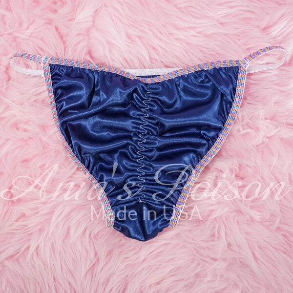 Butter Soft S teeny tiny punishment panties - BLUE Silky Shiny