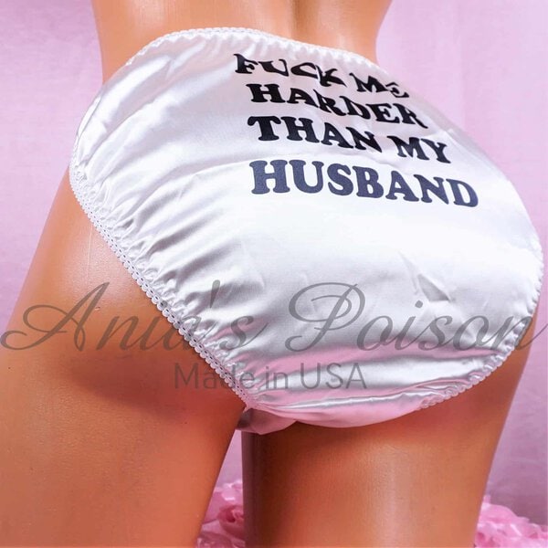 Ania's Sissy white Satin string Bikini naughty Sissy Boy text shiny wetlook men's panties sz XL - Image 3