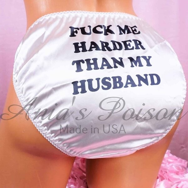 Ania's Sissy white Satin string Bikini naughty Sissy Boy text shiny wetlook men's panties sz XL