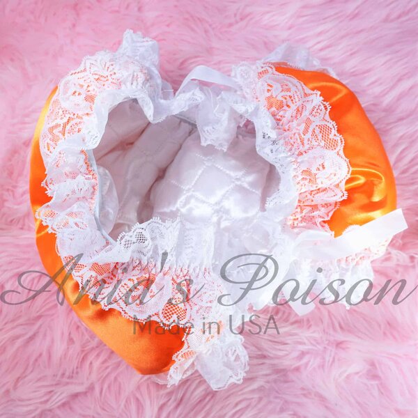 Ania's Sissy SATIN Padded waddle Puffy Orange shiny wetlook men's baby panties sz S/M - Image 6