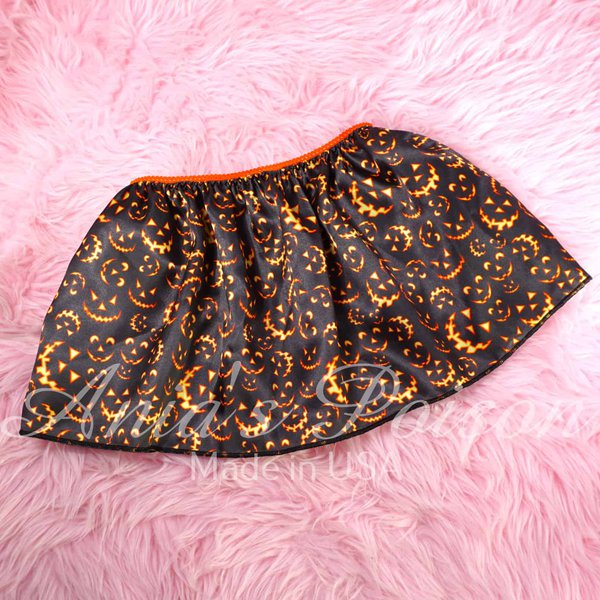 Ania's Sissy SATIN Halloween Jack-o-lantern Smiles One Size mini skirt - Image 2