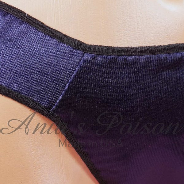 Ania's Sissy stiff Navy Satin full side cheeky Thong men's panties sz S/M - Image 4