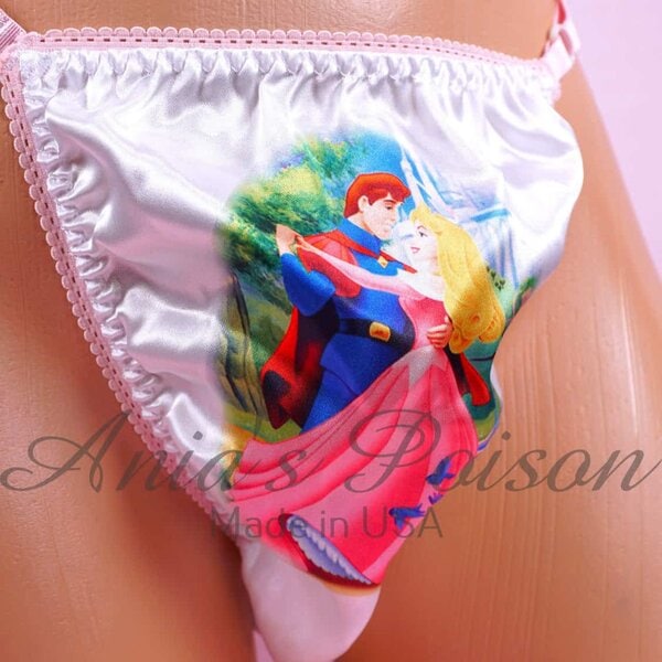 Ania's Sissy Satin Thong Prince and Princess adjustable sides men's panties One Size - Image 2