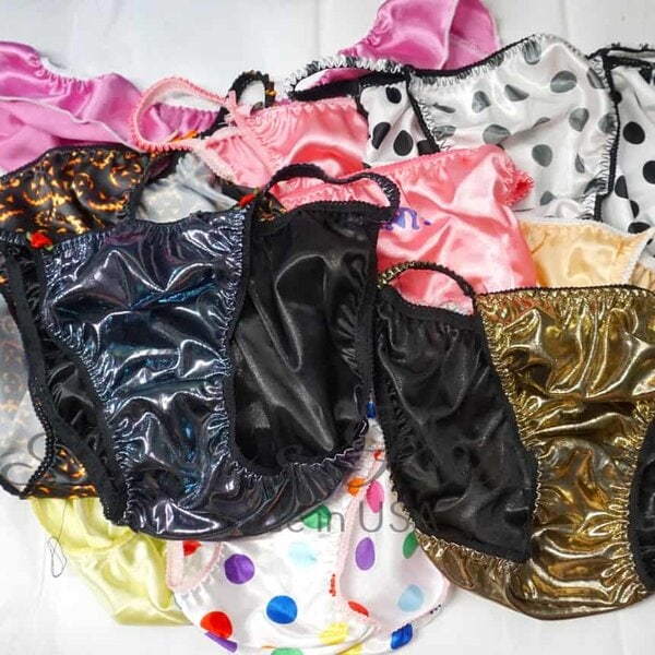 SECONDS LOT 10 Pieces WOMEN'S Sissy Satin Foil shiny Panties sz XXL