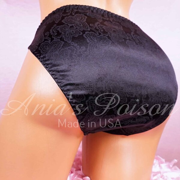 Ania's sissy 80s style Stretch Spandex Black Floral HIGH LEG CUT Unisex full bikini sz S