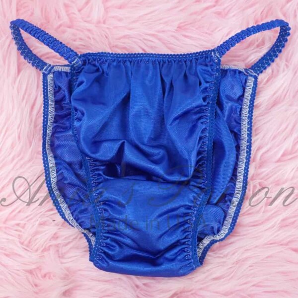 Ania's Sissy Nylon string Bikini Royal Blue shiny men's Poison Cut panties sz L - Image 3