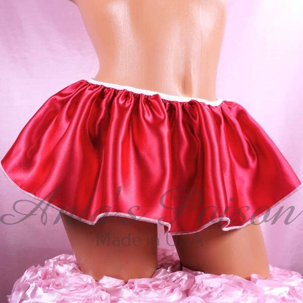Ania's Sissy All satin super tiny Boudoir HOT Pink MINI Sissy half slip lingerie skirt OS - Image 2