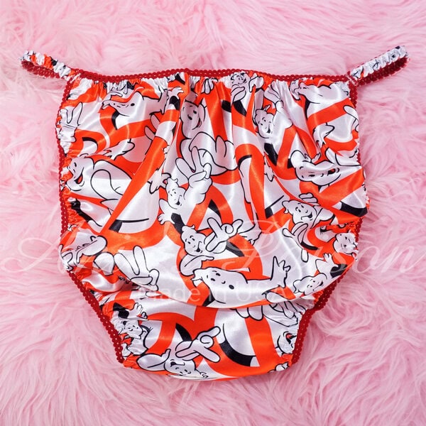 Ania's Sissy Satin string Bikini Ghost Fighters Red shiny men's Poison Cut panties sz M - Image 4