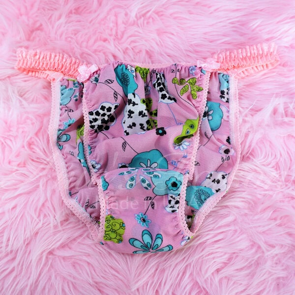 Ania's Sissy Nylon string Bikini Pink Floral Lacy men's Poison Cut panties sz S - Image 3
