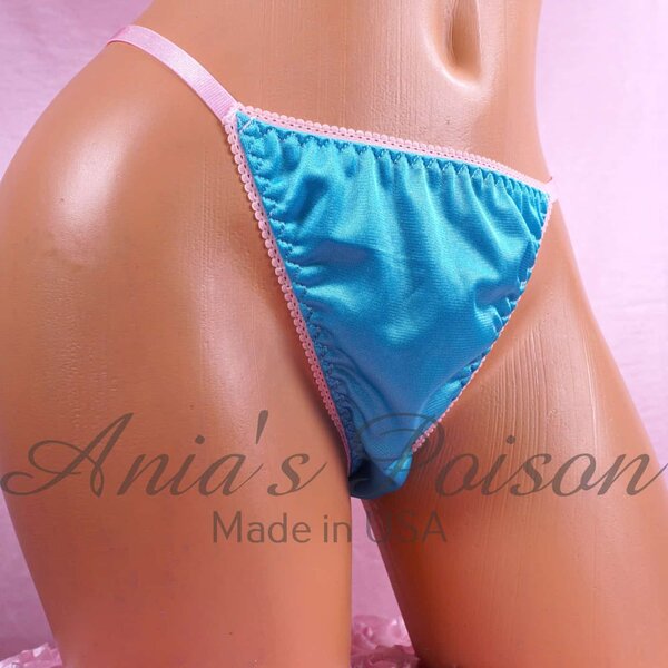 Ania's Sissy women's Nylon Brazilian string Bikini Cafe Cut Cheeky panties sz S/M - Image 2