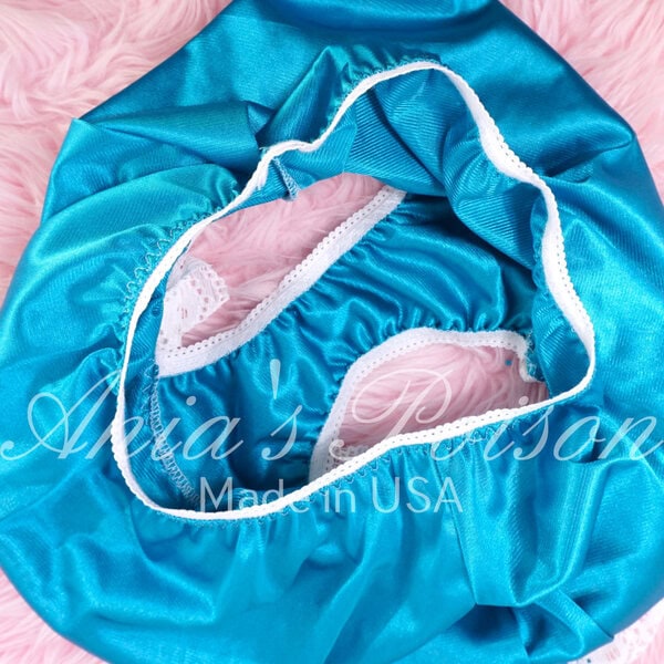 Ania's shiny Nylon panties Women's cut Blue Skirted Lacy Flutter Side Panties High Waist - Image 4