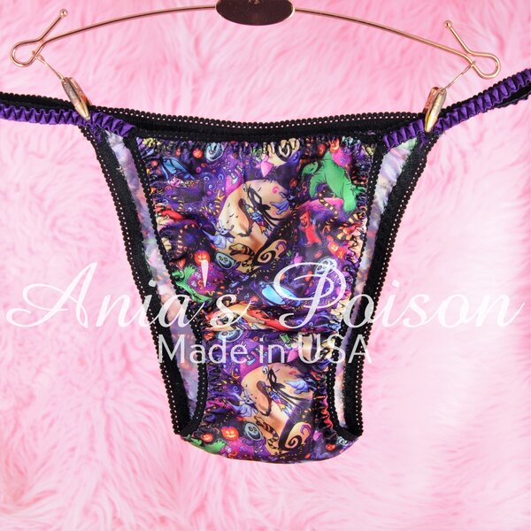 Ania's Sissy women's Satin Brazilian string Bikini Jack & Friends Shiny cheeky panties sz S/M - Image 3