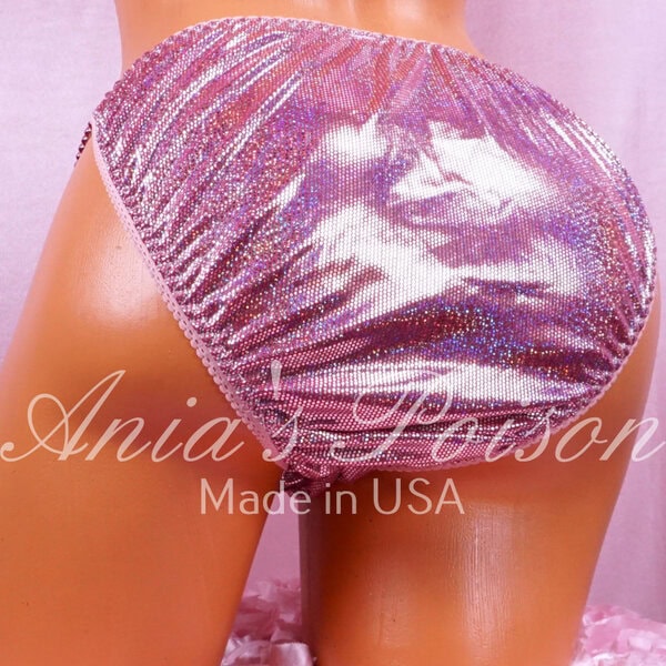 Ania's Sissy string bikini 5 Piece Lot Satin Foil Lace Princess shiny wetlook men's panties sz S - Image 8