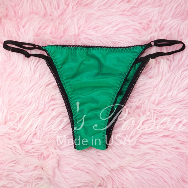 Ania's sissy Ladies spandex Brazilian cut Panties Adjustable sides cheeky scrunch butt Green women's panties L/XL - Image 3