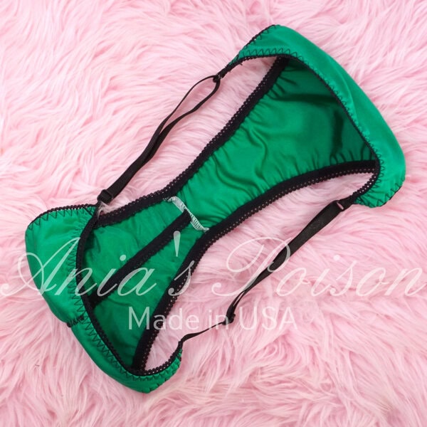 Ania's sissy Ladies spandex Brazilian cut Panties Adjustable sides cheeky scrunch butt Green women's panties L/XL - Image 4