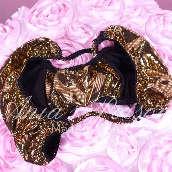 Ania's Sissy Super Sparkle string bikini Gold shiny Metallic wetlook men's panties sz M - Image 3