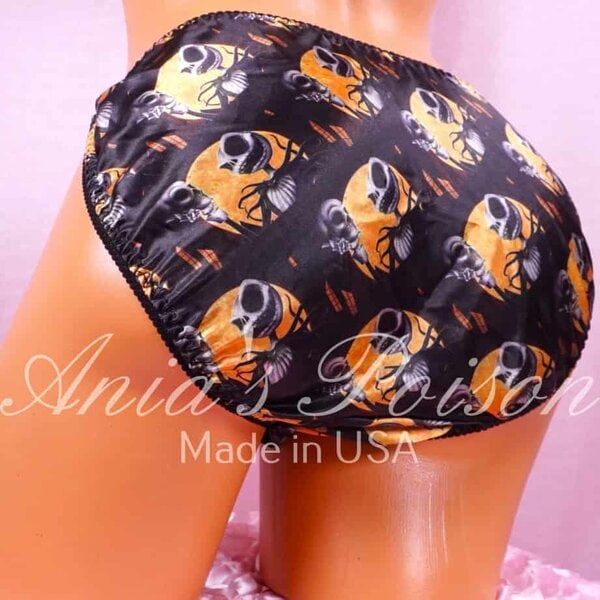Ania's Sissy Satin string bikini Halloween Jack Black Orange shiny men's panties sz XXL