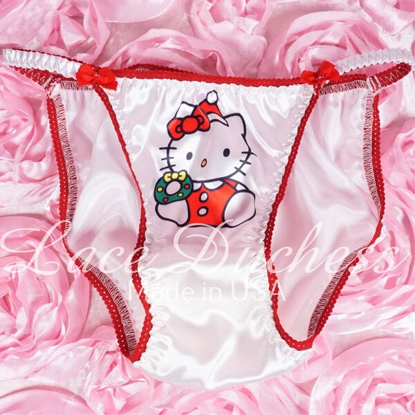 Ania's Sissy Ladies string bikini 6 Piece Lot Satin Sublimation Character Prints shiny wetlook panties sz S - Image 6