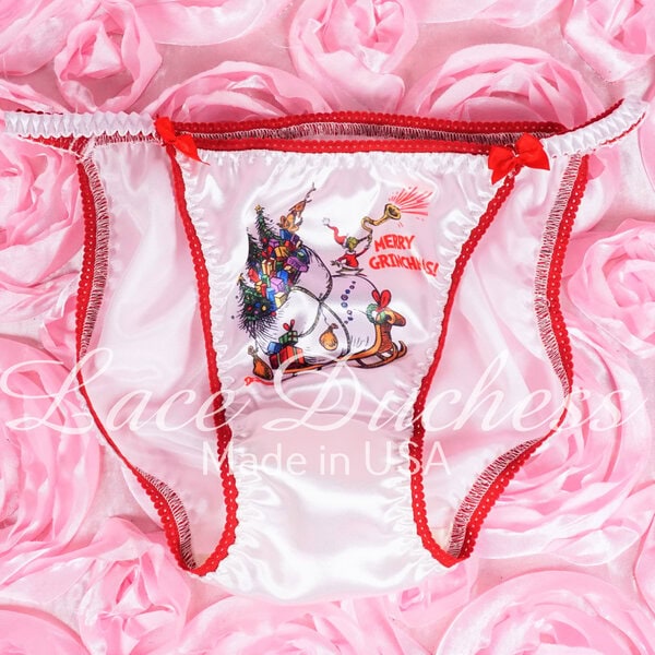 Ania's Sissy Ladies string bikini 6 Piece Lot Satin Sublimation Character Prints shiny wetlook panties sz S - Image 4