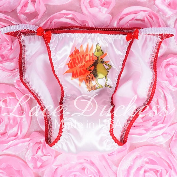 Ania's Sissy Ladies string bikini 6 Piece Lot Satin Sublimation Character Prints shiny wetlook panties sz S - Image 5