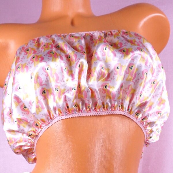 Ania's Sissy SATIN Bandeau Bras 3 Piece LOT Ponies Purple Pink Shiny One Size Bra - Image 4