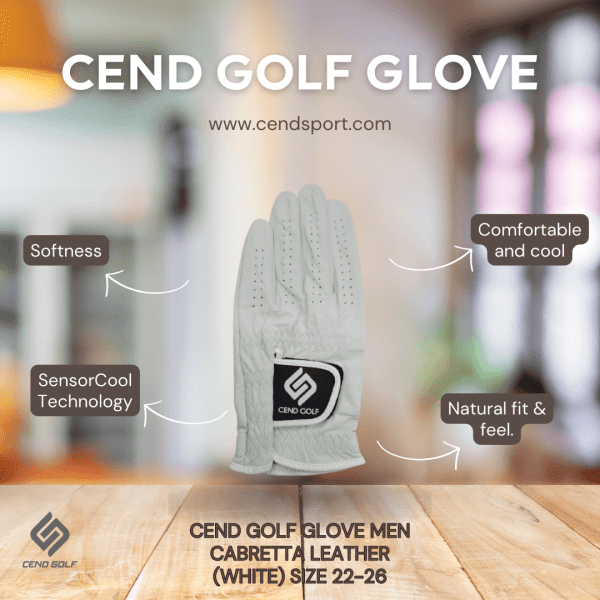 CEND Golf Men's Leather Glove (Cabretta Leather 03 White)